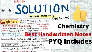 SOLUTION |CLASS 12 | CHEMISTRY| BEST HANDWRITTEN NOTES | WITH PREVIOUS YEAR QUESTIONS| ChemiStudious