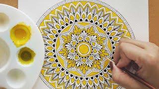 Learn to draw MANDALA ART for beginners || Easy gouache mandala patterns || step by step tutorial