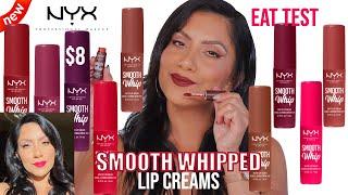 *new* NYX SMOOTH WHIP BLURRING MATTE LIP CREAM + NATURAL LIGHTING LIP SWATCHES & EAT TEST | MJ