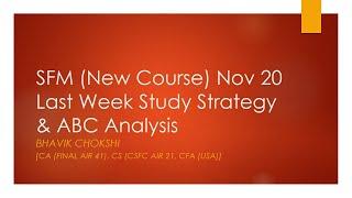 SFM Last 1.5 Days Study Plan & ABC Analysis - CA Final SFM New Syllabus