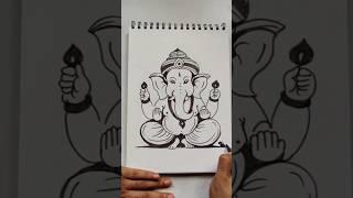 Quick simple and easy drawing of Ganpati Bappa using black sketch/Ganesha drawing for beginners