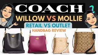 COACH MOLLIE BUCKET BAG VS WILLOW BAG REVIEW  MOLLIE HANDBAG REVIEW | COACH RETAIL VS OUTLET