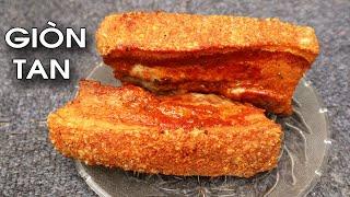 Crispy fried pork belly does not explode without oil splatter | Easy Crispy Fried Pork Belly Recipe