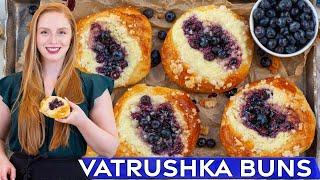 Blueberry & Cheese Vatrushka Buns Recipe - Ukrainian Pastries