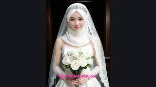 Beauty Hijab Ladies in Wedding Dress - AI Generated Images
