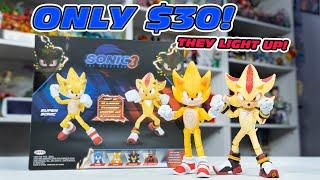 Super Sonic and Super Shadow Sonic Movie 3 Light Up Figures from JAKKS Pacific Toys