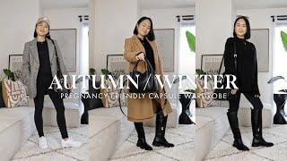 Pregnancy friendly capsule wardrobe using 6 clothing items to create 9 outfits | Autumn/Winter 2024