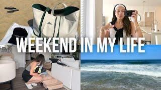 weekend vlog: pack and prep with me for the beach, beach essentials & travel with me