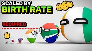 COUNTRIES SCALED BY BIRTH RATE | Countryballs Animation