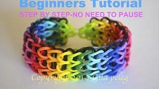 Rainbow Loom-Multicolor Triple Single bracelet for beginners-STEP BY STEP