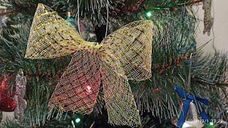 Бант из регилина на елку своими руками/МК/ Новогодние Канзаши/Mary Christmas