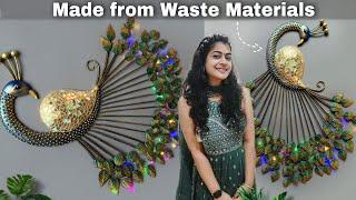 DIY ROYAL Look Metal LED Peacock Wall Hanging For Living Room | Zero cost home decor ideas