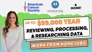 Up To $59,000 Year Work From Home Jobs Reviewing Data, Processing Data, Researching Data, & More