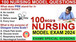 100 mcqs on nursing model questions | nursing model mcq questions 2024 | staff nurse exam