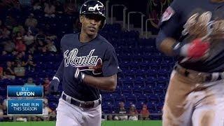 ATL@MIA: B. Upton sends a three-run homer to left