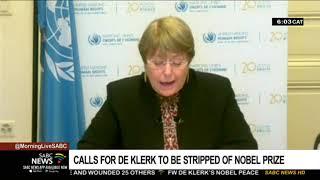 Calls for De Klerk to be stripped of Nobel prize