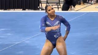 Jordan Chiles of UCLA with a perfect 10 on floor at NCAA gymnastics regional finals - April 1, 2023