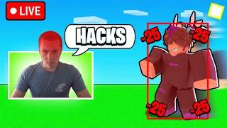 I STREAM SNIPED Him Using HACKS In Roblox Bedwars..