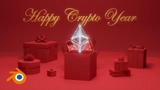 Ethereum 3D logo animation NFT gift template for Blender