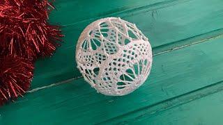 Шар на елку крючком, Новогодний шар без бусин. #Christmas ball crochet #новогоднийшаркрючком