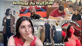 Unfiltered Pre-FEST vlog ️ decoration , dance rehearsal ,tshirt- painting | #mbbs #collegelife