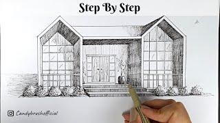 How to Draw a House using One Point Perspective for Beginners