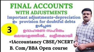 Final accounts with adjustments Malayalam