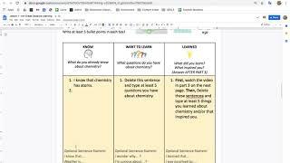 Lesson 1, KWL Chart