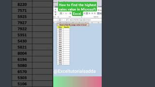 How to get the highest sales value in Excel #excelshorts #excelvideos #exceltutorials #excelformula