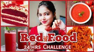 I ATE ONLY RED FOOD FOR 24 HOURS CHALLENGE !! ️️ ||Stay with Ishani ||