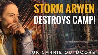 STORM ARWEN| DID CAMP SURVIVE? | WILD CAMPING UK | BUSHCRAFT SHELTER