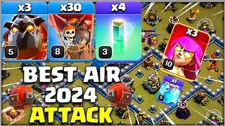 Th12 LavaLoon Attack | With Clone + Invisibility Spell | Best Th12 2024 Air Attack!!