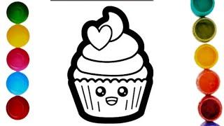 Cute Cupcake  Drawing, Painting & Coloring For Kids and Toddlers_ Kids Art