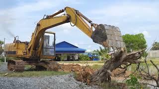 Amazing Excavator Unloading Dirt Mud  and Tree