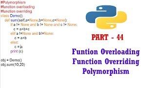 #44 | Python With OOPs in Tamil | Funtion Overloading and Funtion Overriding | Polymorphism