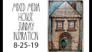 Mixed media house with washi tape and modeling paste Sunday inspiration 8 25 19