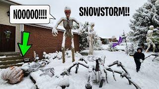 Snowstorm VS. Halloween Decorations! ️