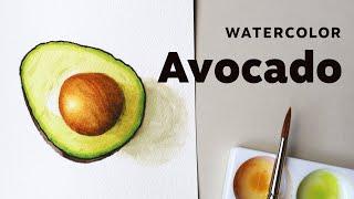 How to paint an avocado in watercolor -Step by step tutorial