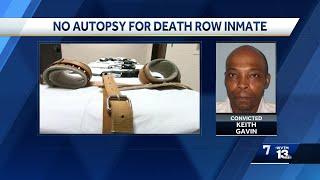 No autopsy to be performed on death row inmate after execution