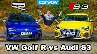 VW Golf R vs Audi S3 - ¡reseña y 0-100km/h, comparación de 1/4-milla y prueba de frenado!