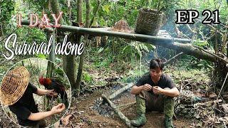 Thử thách sinh tồn trong rừng mưa một mình-EP.21|Survival alone in the rainforest-1 day of survival