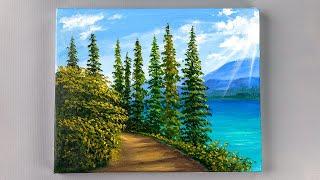 Acrylic Landscape Painting / Painting Tutorial For Beginners