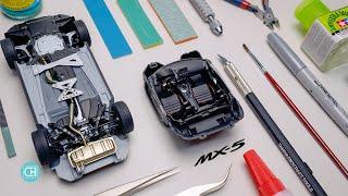 How to build your first scale model car as a beginner | Mazda mx-5 RF chassis and interior build