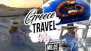 MILOS GREECE Travel Vlog // Exploring Sunsets, Greek Food & Sarakiniko Beach 