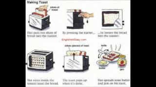 preparing cold cereal ,making  toast- English Picture Dictionary for Everyday Activities