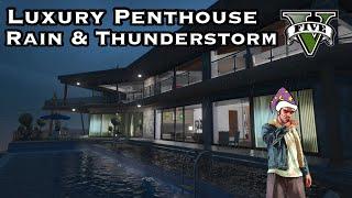 Luxury Penthouse In Vinewood Hills Heavy Rain & Thunderstorm Ambience - GTA V Relaxing Sleep ASMR.