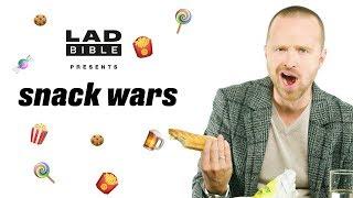 Snack Wars | Aaron Paul Tries A Sausage Roll For The First Time Ever | @ladbiblestories