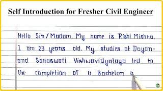 Self Introduction for Fresher Civil Engineer in English