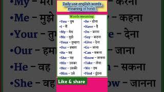 #basic #english #words #meaning #in #hindi #englishspeaking #spokenenglish #englishspeaking #daily