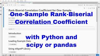 Python - One-Sample Rank Biserial Correlation Coefficient with scipy or pandas